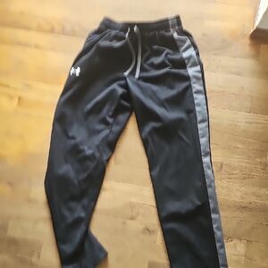 Under Armour Boy's Black Joggers with Gray Stripe